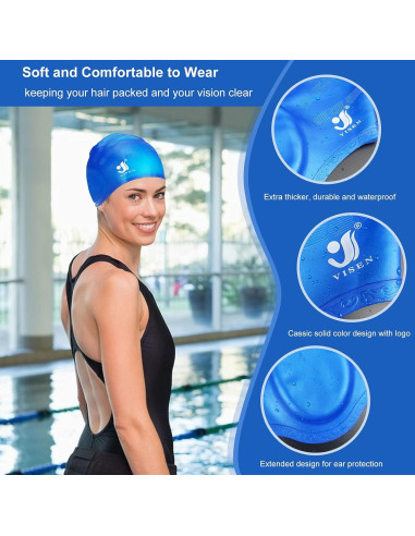 Gorros de Natación Silicona NANASO Unisex 2 Piezas con Tapones