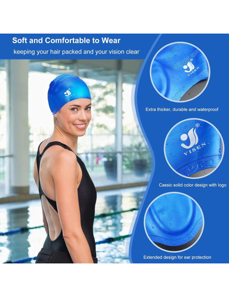 Gorros de Natación Silicona NANASO Unisex 2 Piezas con Tapones