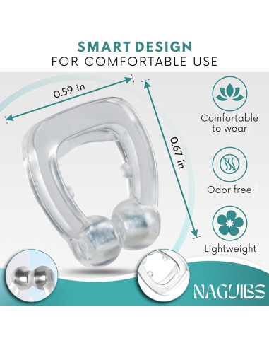 Pack de 6 Clips Nasales Magnéticos NAGUIBS para Ronquidos