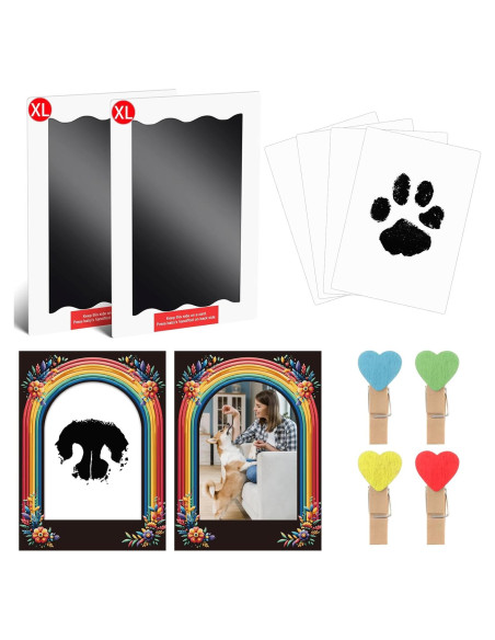 Kit de Huellas de Bebé y Mascotas Arcoíris - 2 Almohadillas