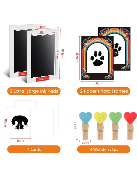 Kit de Huellas de Bebé y Mascotas Arcoíris - 2 Almohadillas