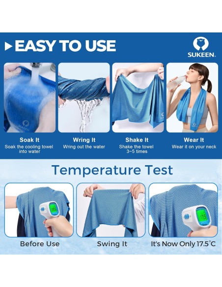 Toallas Enfriadoras Sukeen 4 Piezas Microfibra 101.6x30.5cm