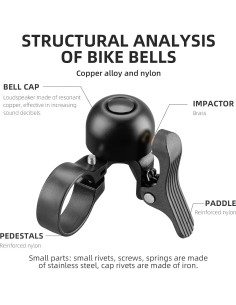 Campana ROCKBROS para bicicleta de carretera 100dB negra 2