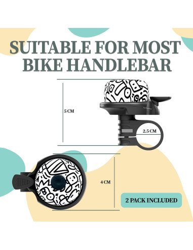 Campana de Bicicleta Rivsli RSUS-BB Graffiti Negra - Sonido Fuerte