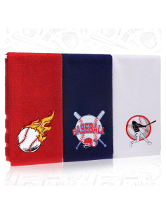 Juego de 3 Toallas de Mano Algodón SmoothNovelty Béisbol 33x71cm