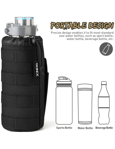 Funda Táctica MOLLE para Botella de Agua Gonex Negra 900D