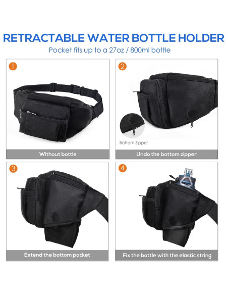 Bolsa de Cintura NOOLA para Senderismo y Ciclismo - Negro