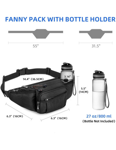 Bolsa de Cintura NOOLA para Senderismo y Ciclismo - Negro