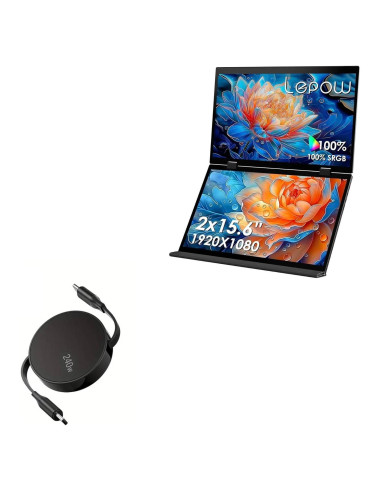 Cable BoxWave USB Tipo-C Retráctil 240W para Lepow D15