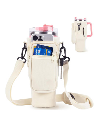 Portabotellas de Agua WuikerDuo Beige 1.18L con Bolsillo