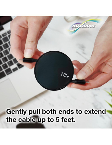 Cable BoxWave USB Tipo-C Retráctil 240W para Lepow D15