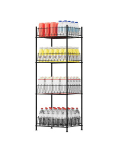Organizador de Botellas de Agua Smusei 4 Niveles Metal Negro