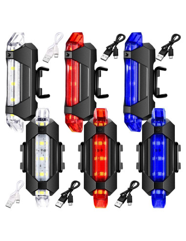 6 Luces para Bicicleta Mudder Recargables USB Impermeables