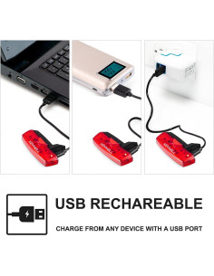 Luz Trasera LED Recargable USB KEYWELL 100 Lúmenes Rojo 2