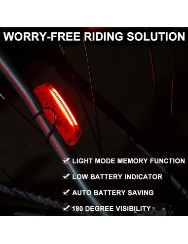 Luz Trasera LED Recargable USB KEYWELL 100 Lúmenes Rojo