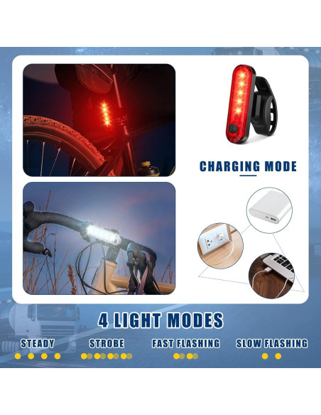 Paquete de 20 luces traseras LED recargables Jerify USB