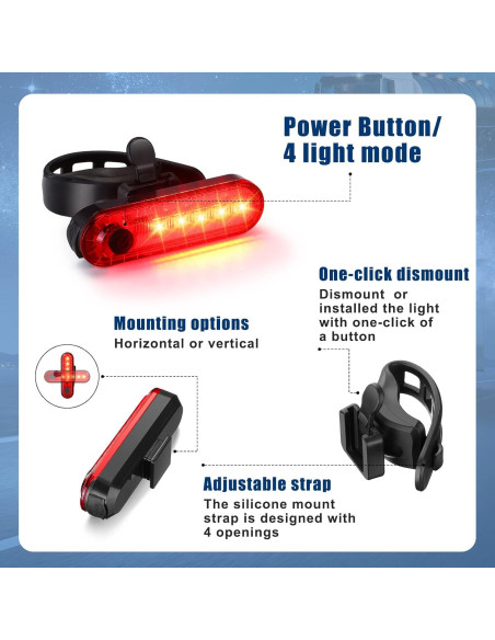 Paquete de 20 luces traseras LED recargables Jerify USB