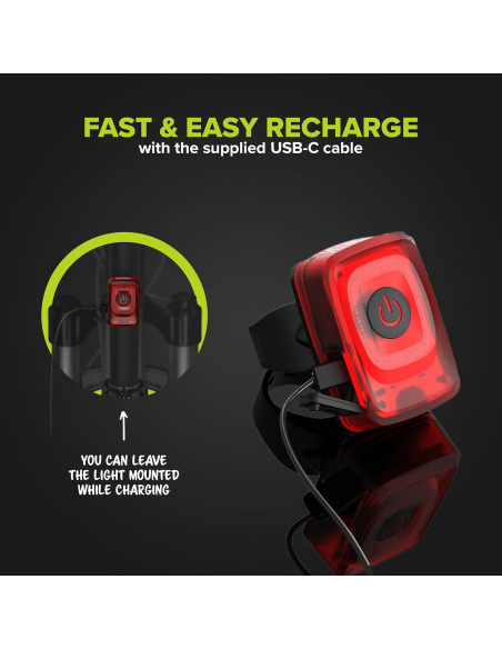 Luz Trasera de Bicicleta VELMIA 360 Recargable Rojo