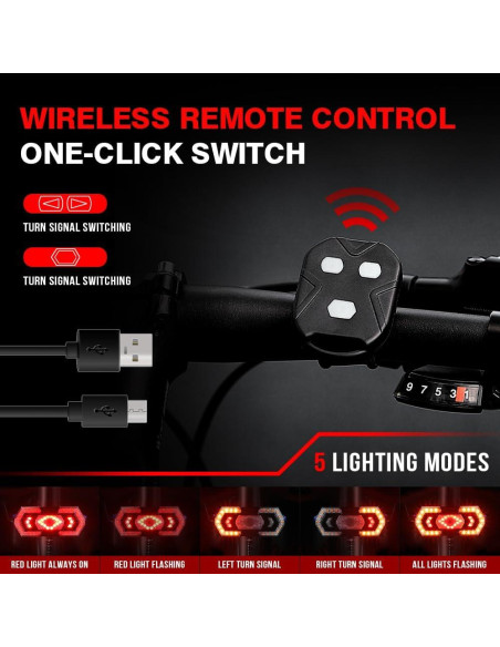 Luz Trasera de Bicicleta KaiDengZhe LED Recargable USB 5 Modos