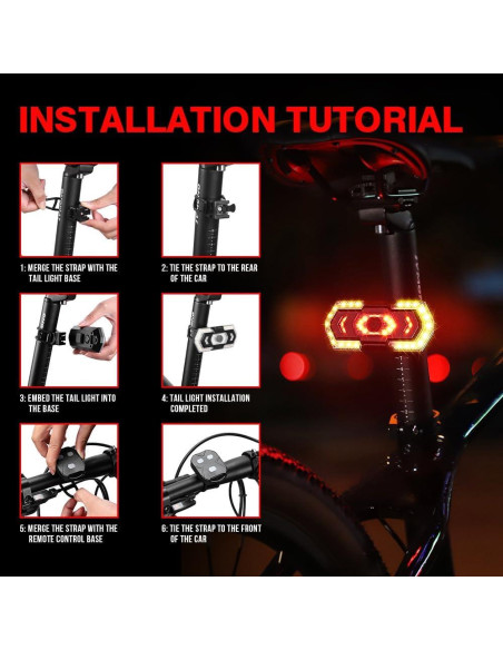 Luz Trasera de Bicicleta KaiDengZhe LED Recargable USB 5 Modos