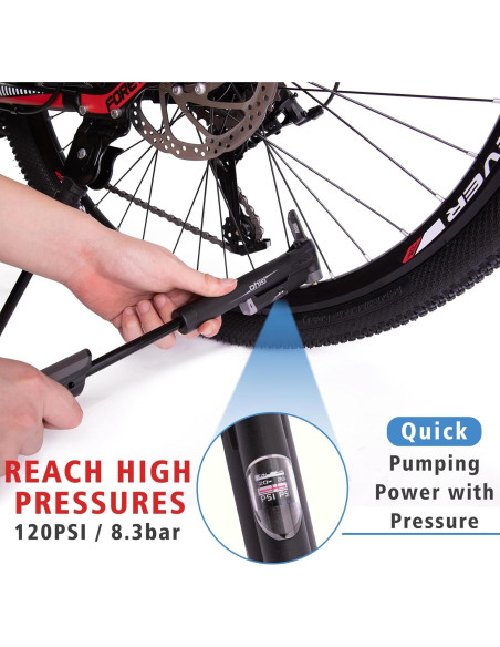 Bomba de Bicicleta GIYO Mini Compacta con Manómetro 120 PSI