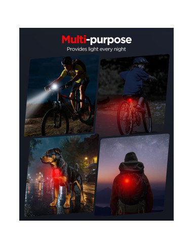 Juego de luces recargables para bicicleta Akale, 2 piezas, IPX4