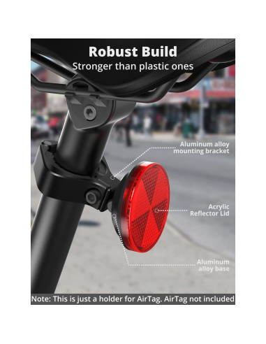 Soporte para AirTag SUPMEGA con reflector para bicicleta - Impermeable