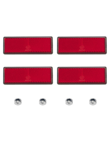4 Reflectores Rectangulares Rrina Rojo 31.8x87.7mm para Motocicleta