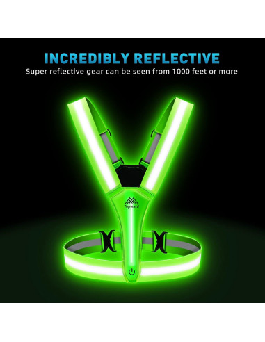 Chaleco Reflectante LED Topward Verde para Correr y Caminar