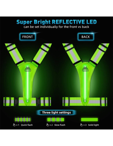Chaleco Reflectante LED Topward Verde para Correr y Caminar