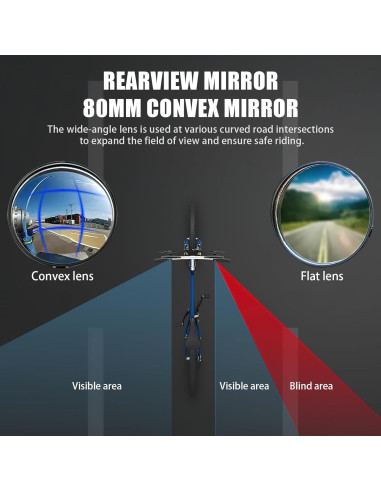 Espejos Convexos para Bicicleta TAGVO - 2 Pack Ajustables