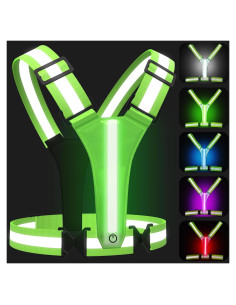 Chaleco Reflectante LED SAWNZC Verde Fluorescente Ajustable