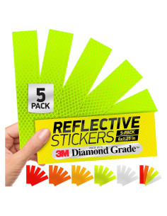 Calcomanías Reflectantes 3M Grado Diamante Amarillo-Verde 5 Pzas