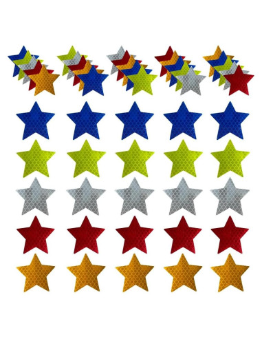 50 Calcomanías Reflectantes Fenaetimo 5x5cm para Seguridad