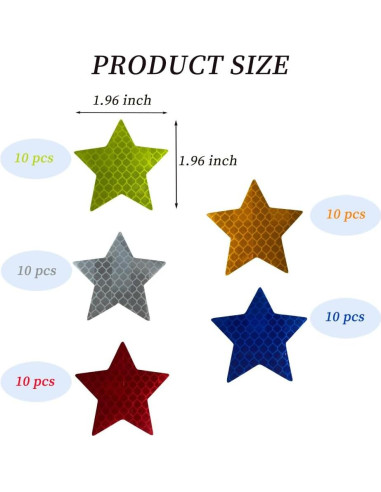 50 Calcomanías Reflectantes Fenaetimo 5x5cm para Seguridad