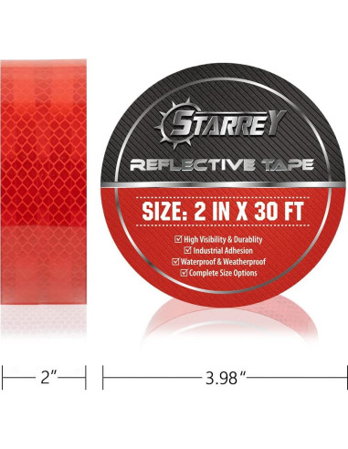 Cinta Reflectante 5 cm x 9.14 m Starrey Roja DOT-C2