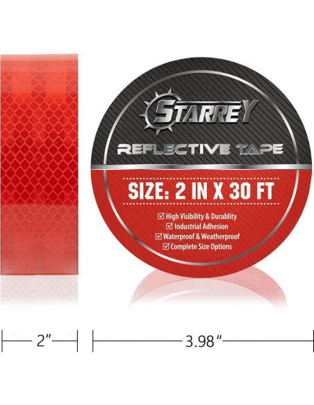 Cinta Reflectante 5 cm x 9.14 m Starrey Roja DOT-C2