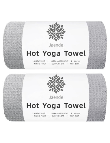 Paquete de 2 Toallas de Yoga Caliente Jaende Microfibra Gris