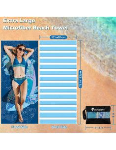 Paquete de 2 Toallas de Playa Microfibra LOADSFUN 182x81cm 2