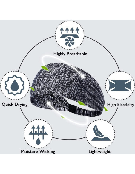 Bandas para la Cabeza Beister Unisex - Paquete de 5, Antideslizantes