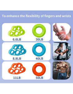 Fortalecedor de Agarre de Mano CQSYWQING 6 PCS Silicona 2