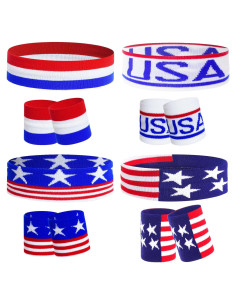 Conjunto Diadema y Muñequera Bandera Americana Unisex