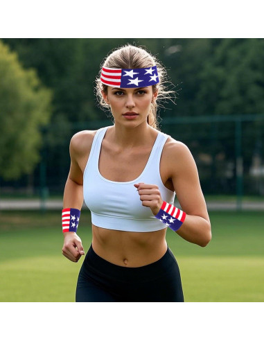 Conjunto Diadema y Muñequera Bandera Americana Unisex