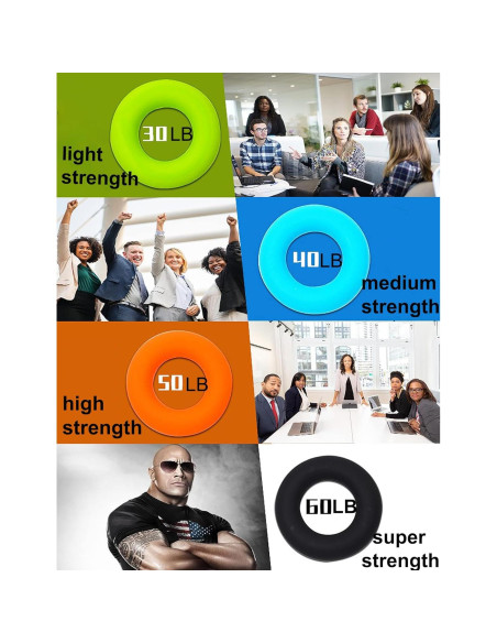 Juego de 4 Anillos de Fortalecimiento de Agarre Gouccpu 30-60LB
