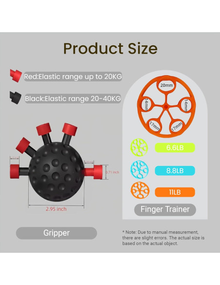 Kit de Entrenador de Fuerza de Agarre ECHEAAKW - Rojo 20 kg