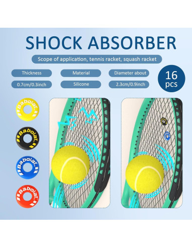 16 Amortiguadores de Vibración para Raqueta de Tenis PKRFCJ