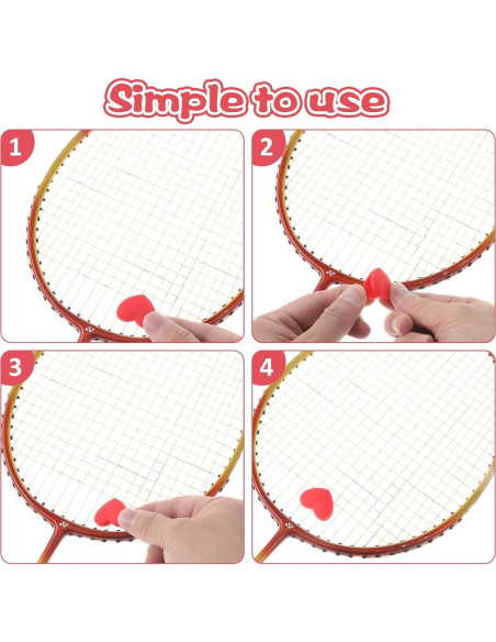 4 Amortiguadores de Raqueta de Tenis JIYIN Silicona Corazón