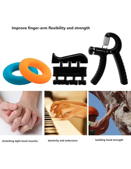 Entrenador de Fuerza de Agarre Xzyppci - Kit 8 Piezas Ajustable