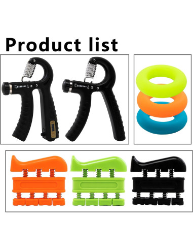 Entrenador de Fuerza de Agarre Xzyppci - Kit 8 Piezas Ajustable