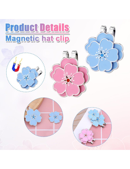 Marcador de bola de golf magnético Gosknor con clip flor - Set 2 piezas
